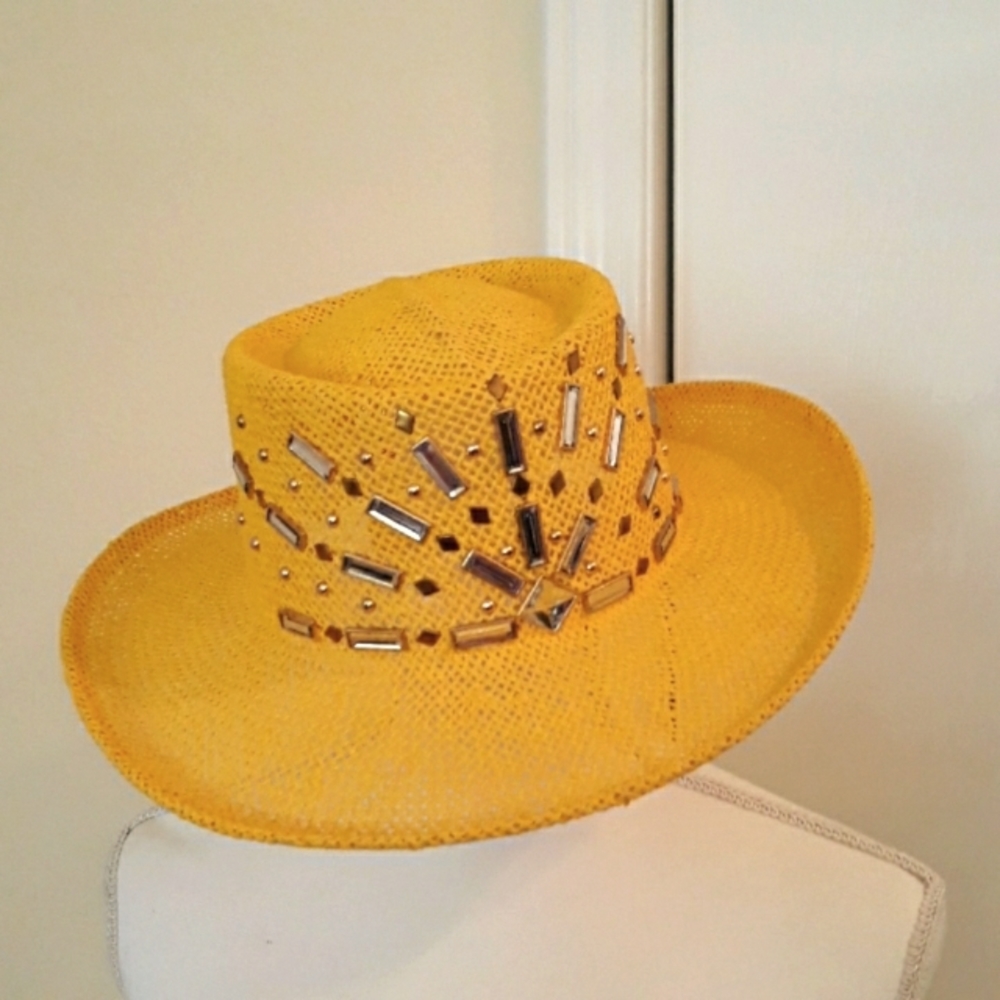 💛👒Made In USA Yellow Summer Hat O/S